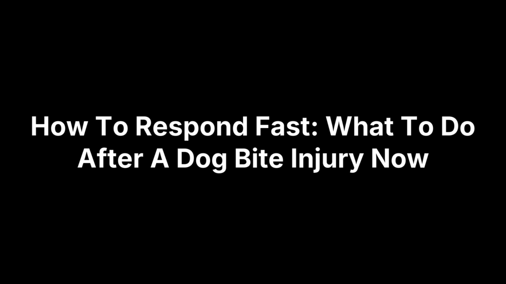How To Respond Fast: What To Do After A Dog Bite Injury Now